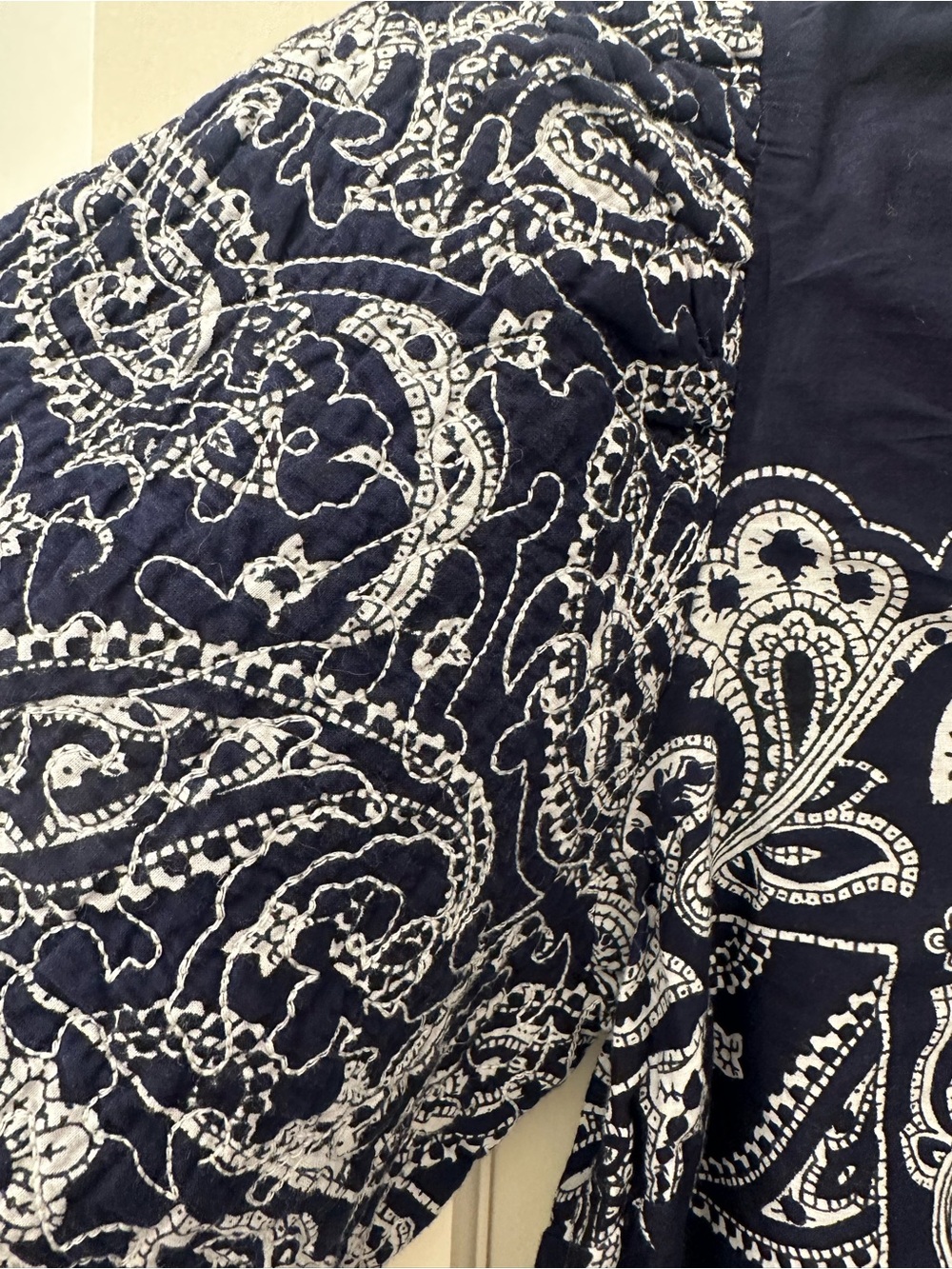 Sea New York Navy & White Paisley Midi Dress with Puff Sleeves - Picture 6 of 7